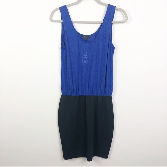 EXPRESS | NEW Blue & Black Bodycon Sleeveless Mini Dress Women’s Size Small - Picture 1 of 6